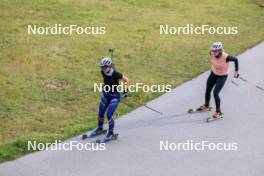 16.09.2024, Lenzerheide, Switzerland (SUI): Jeanne Richard (FRA), Amy Baserga (SUI), (l-r) - Biathlon summer training, Lenzerheide (SUI). www.nordicfocus.com. © Manzoni/NordicFocus. Every downloaded picture is fee-liable.