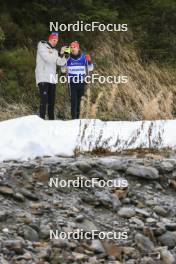 06.11.2024, Davos, Switzerland (SUI): Kein Einaste (EST), coach Team Switzerland, Joscha Burkhalter (SUI), (l-r) - Biathlon training, snowfarming track, Davos (SUI). www.nordicfocus.com. © Manzoni/NordicFocus. Every downloaded picture is fee-liable.