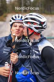 13.10.2024, Ramsau am Dachstein, Austria (AUT): Niklas Hartweg (SUI), Sebastian Stalder (SUI), (l-r) - Biathlon summer training, Ramsau am Dachstein (AUT). www.nordicfocus.com. © Manzoni/NordicFocus. Every downloaded picture is fee-liable.