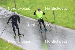 21.05.2024, Lenzerheide, Switzerland (SUI): Niklas Hartweg (SUI), Gion Stalder (SUI), (l-r) - Biathlon summer training, Lenzerheide (SUI). www.nordicfocus.com. © Manzoni/NordicFocus. Every downloaded picture is fee-liable.