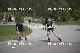 18.06.2024, Correncon-en-Vercors, France (FRA): Emilien Claude (FRA), Valentin Lejeune (FRA), (l-r) - Biathlon summer training, Correncon-en-Vercors (FRA). www.nordicfocus.com. © Joly/NordicFocus. Every downloaded picture is fee-liable.