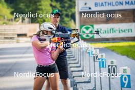 17.07.2024, Martell, Italy (ITA): Jonne Kahkonen (FIN), Samuela Comola (ITA), (l-r)  - Biathlon summer training, Martell (ITA). www.nordicfocus.com. © Barbieri/NordicFocus. Every downloaded picture is fee-liable.