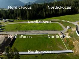 06.08.2024, Lenzerheide, Switzerland (SUI): Event Feature: Overview over the stadium with the shooting range - Biathlon summer training, Lenzerheide (SUI). www.nordicfocus.com. © Manzoni/NordicFocus. Every downloaded picture is fee-liable.