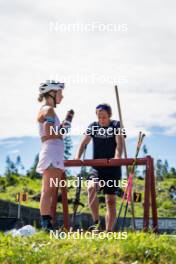 27.06.2024, Lavaze, Italy (ITA): Ingrid Landmark Tandrevold (NOR), Patrick Oberegger (ITA), (l-r)  - Biathlon summer training, Lavaze (ITA). www.nordicfocus.com. © Barbieri/NordicFocus. Every downloaded picture is fee-liable.