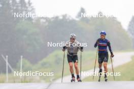 02.07.2024, Premanon, France (FRA): Fabien Claude (FRA), Oscar Lombardot (FRA), (l-r) - Biathlon summer training, Premanon (FRA). www.nordicfocus.com. © Manzoni/NordicFocus. Every downloaded picture is fee-liable.