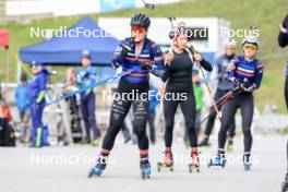 15.09.2024, Lenzerheide, Switzerland (SUI): Sophie Chauveau (FRA), Elisa Gasparin (SUI), Jeanne Richard (FRA), (l-r) - Sommer Nordic Event 2024, Sommer Biathlon Cup, Lenzerheide (SUI). www.nordicfocus.com. © Manzoni/NordicFocus. Every downloaded picture is fee-liable.