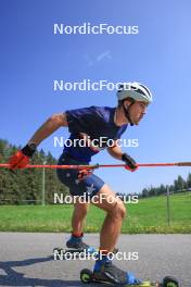 18.07.2024, Lenzerheide, Switzerland (SUI): Nikolas Burkhart (USA) - Biathlon summer training, Lenzerheide (SUI). www.nordicfocus.com. © Manzoni/NordicFocus. Every downloaded picture is fee-liable.