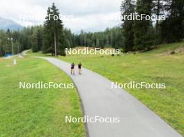 05.09.2024, Lenzerheide, Switzerland (SUI): Aita Gasparin (SUI), Elisa Gasparin (SUI), (l-r) - Biathlon summer training, Lenzerheide (SUI). www.nordicfocus.com. © Manzoni/NordicFocus. Every downloaded picture is fee-liable.