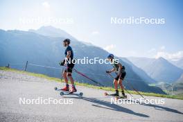 28.08.2024, Bessans, France (FRA): Emilien Jacquelin (FRA), Oscar Lombardot (FRA), (l-r) - Biathlon summer training, Bessans (FRA). www.nordicfocus.com. © Authamayou/NordicFocus. Every downloaded picture is fee-liable.