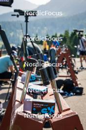 31.07.2024, Lavaze, Italy (ITA): Rifles at the shooting range    - Biathlon summer training, Lavaze (ITA). www.nordicfocus.com. © Barbieri/NordicFocus. Every downloaded picture is fee-liable.