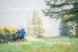 28.08.2024, Bessans, France (FRA): Eric Perrot, Oscar Lombardot (FRA), Emilien Jacquelin (FRA), Quentin Fillon-Maillet (FRA), (l-r) - Biathlon summer training, Bessans (FRA). www.nordicfocus.com. © Authamayou/NordicFocus. Every downloaded picture is fee-liable.