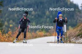 11.10.2024, Ramsau am Dachstein, Austria (AUT): Oceane Michelon (FRA), Jeanne Richard (FRA), (l-r) - Biathlon summer training, Dachsteinglacier, Ramsau am Dachstein (AUT). www.nordicfocus.com. © Manzoni/NordicFocus. Every downloaded picture is fee-liable.