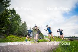 15.06.2024, Lavaze, Italy (ITA): Ella Hallvarsson (SWE), Anton Ivarsson (SWE), Sara Andersson (SWE), (l-r)  - Biathlon summer training, Lavaze (ITA). www.nordicfocus.com. © Barbieri/NordicFocus. Every downloaded picture is fee-liable.