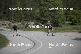 18.06.2024, Correncon-en-Vercors, France (FRA): Emilien Claude (FRA), Valentin Lejeune (FRA), (l-r) - Biathlon summer training, Correncon-en-Vercors (FRA). www.nordicfocus.com. © Joly/NordicFocus. Every downloaded picture is fee-liable.