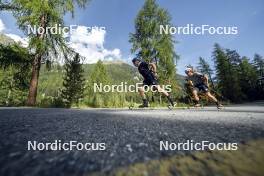 27.08.2024, Martell, Italy (ITA): Lukas Hofer (ITA), Didier Bionaz (ITA), (l-r) - Biathlon summer training, Martell (ITA). www.nordicfocus.com. © Vanzetta/NordicFocus. Every downloaded picture is fee-liable.