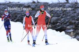 07.11.2024, Davos, Switzerland (SUI): Lisa Theresa Hauser (AUT), Elisa Gasparin (SUI), Aita Gasparin (SUI), (l-r) - Biathlon training, snowfarming track, Davos (SUI). www.nordicfocus.com. © Manzoni/NordicFocus. Every downloaded picture is fee-liable.