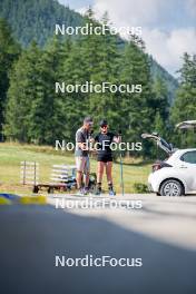 28.08.2024, Bessans, France (FRA): Cyril Burdet (FRA), Coach Team France, Sophie Chauveau (FRA), (l-r) - Biathlon summer training, Bessans (FRA). www.nordicfocus.com. © Authamayou/NordicFocus. Every downloaded picture is fee-liable.