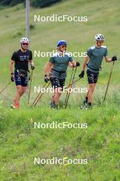 02.07.2024, Premanon, France (FRA): Emilien Jacquelin (FRA), Oscar Lombardot (FRA), Fabien Claude (FRA), Eric Perrot (FRA), (l-r) - Biathlon summer training, Premanon (FRA). www.nordicfocus.com. © Manzoni/NordicFocus. Every downloaded picture is fee-liable.