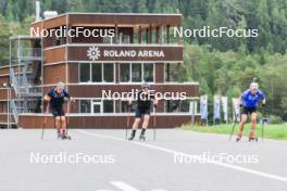 04.09.2024, Lenzerheide, Switzerland (SUI): Endre Stroemsheim (NOR), Johannes Dale-Skjevdal (NOR), Sturla Holm Laegreid (NOR), (l-r) - Biathlon summer training, Lenzerheide (SUI). www.nordicfocus.com. © Manzoni/NordicFocus. Every downloaded picture is fee-liable.