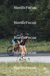 19.05.2024, Forni Avoltri, Italy (ITA): Rebecca Passler (ITA), Mirco Romanin (ITA), coach Team Italy, (l-r) - Biathlon summer training, Forni Avoltri (ITA). www.nordicfocus.com. © Del Fabbro/NordicFocus. Every downloaded picture is fee-liable.