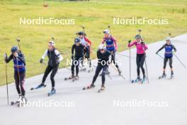 16.09.2024, Lenzerheide, Switzerland (SUI): Chloe Chevalier (FRA), Leonie Jeannier (FRA), Lisa Siberchicot (FRA), Anaelle Bondoux (FRA), Paula Botet (FRA), Fanny Bertrand (FRA), Camille Bened (FRA), Caroline Colombo (FRA), (l-r) - Biathlon summer training, Lenzerheide (SUI). www.nordicfocus.com. © Manzoni/NordicFocus. Every downloaded picture is fee-liable.