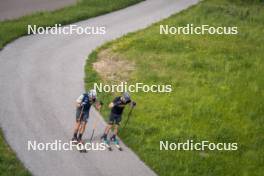 19.06.2024, Lavaze, Italy (ITA): Tommaso Giacomel (ITA), Elia Zeni (ITA), (l-r)  - Biathlon summer training, Lavaze (ITA). www.nordicfocus.com. © Vanzetta/NordicFocus. Every downloaded picture is fee-liable.