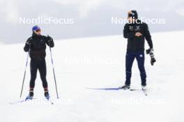 11.10.2024, Ramsau am Dachstein, Austria (AUT): Sophie Chauveau (FRA), Cyril Burdet (FRA), coach Team France, (l-r) - Biathlon summer training, Ramsau am Dachstein (AUT). www.nordicfocus.com. © Manzoni/NordicFocus. Every downloaded picture is fee-liable.