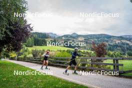 30.09.2024, Lavaze, Italy (ITA): Lisa Vittozzi (ITA), Mirco Romanin (ITA), coach Team Italy, (l-r) - Biathlon summer training, Lavaze (ITA). www.nordicfocus.com. © Barbieri/NordicFocus. Every downloaded picture is fee-liable.