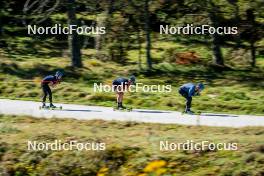 05.09.2024, Font-Romeu, France (FRA): Jesper Nelin (SWE), Martin Ponsiluoma (SWE), Sebastian Samuelsson (SWE), (l-r) - Biathlon summer training, Font-Romeu (FRA). www.nordicfocus.com. © Authamayou/NordicFocus. Every downloaded picture is fee-liable.