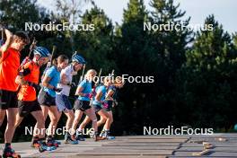 02.09.2024, Font-Romeu, France (FRA): Jesper Nelin (SWE), Ella Halvarsson (SWE), Sebastian Samuelsson (SWE), (l-r) - Biathlon summer training, Font-Romeu (FRA). www.nordicfocus.com. © Authamayou/NordicFocus. Every downloaded picture is fee-liable.