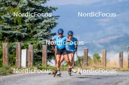 02.09.2024, Font-Romeu, France (FRA): Anna Magnusson (SWE), Ella Halvarsson (SWE), (l-r) - Biathlon summer training, Font-Romeu (FRA). www.nordicfocus.com. © Authamayou/NordicFocus. Every downloaded picture is fee-liable.