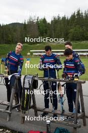 15.06.2024, Correncon-en-Vercors, France (FRA): Emilien Jacquelin (FRA), Quentin Fillon Maillet (FRA), Eric Perrot (FRA), Oscar Lombardot (FRA), (l-r) - Biathlon summer training, Correncon-en-Vercors (FRA). www.nordicfocus.com. © Joly/NordicFocus. Every downloaded picture is fee-liable.