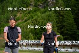 29.08.2024, Bessans, France (FRA): Justine Braisaz-Bouchet (FRA), Sophie Chauveau (FRA), (l-r) - Biathlon summer training, Bessans (FRA). www.nordicfocus.com. © Authamayou/NordicFocus. Every downloaded picture is fee-liable.