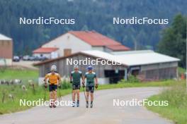 02.07.2024, Premanon, France (FRA): Fabien Claude (FRA), Emilien Jacquelin (FRA), Oscar Lombardot (FRA), Eric Perrot (FRA), (l-r) - Biathlon summer training, Premanon (FRA). www.nordicfocus.com. © Manzoni/NordicFocus. Every downloaded picture is fee-liable.