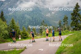 15.06.2024, Lavaze, Italy (ITA): Jesper Nelin (SWE), Sara Andersson (SWE), Viktor Brandt (SWE), Malte Stefansson (SWE), Anton Ivarsson (SWE), (l-r)  - Biathlon summer training, Lavaze (ITA). www.nordicfocus.com. © Barbieri/NordicFocus. Every downloaded picture is fee-liable.