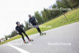 16.09.2024, Lenzerheide, Switzerland (SUI): Ladina Meier-Ruge (SUI), Niklas Hartweg (SUI), (l-r) - Biathlon summer training, Lenzerheide (SUI). www.nordicfocus.com. © Manzoni/NordicFocus. Every downloaded picture is fee-liable.