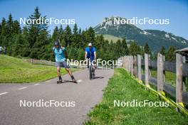 31.07.2024, Lavaze, Italy (ITA): Emilien Claude (FRA), Louis Deschamps (FRA), (l-r)  - Biathlon summer training, Lavaze (ITA). www.nordicfocus.com. © Barbieri/NordicFocus. Every downloaded picture is fee-liable.