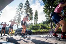 06.08.2024, Lavaze, Italy (ITA): Lisa Osl (AUT), Lara Wagner (AUT), Lea Rothschopf (AUT), (l-r)  - Biathlon summer training, Lavaze (ITA). www.nordicfocus.com. © Barbieri/NordicFocus. Every downloaded picture is fee-liable.