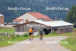 02.07.2024, Premanon, France (FRA): Fabien Claude (FRA), Emilien Jacquelin (FRA), Oscar Lombardot (FRA), Eric Perrot (FRA), (l-r) - Biathlon summer training, Premanon (FRA). www.nordicfocus.com. © Manzoni/NordicFocus. Every downloaded picture is fee-liable.