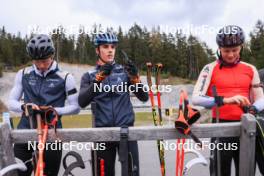 13.10.2024, Ramsau am Dachstein, Austria (AUT): Matthias Riebli (SUI), Silvano Demarmels (SUI), Felix Ullmann (SUI), (l-r) - Biathlon summer training, Ramsau am Dachstein (AUT). www.nordicfocus.com. © Manzoni/NordicFocus. Every downloaded picture is fee-liable.