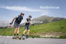 19.06.2024, Lavaze, Italy (ITA): Elia Zeni (ITA), Tommaso Giacomel (ITA), (l-r)  - Biathlon summer training, Lavaze (ITA). www.nordicfocus.com. © Vanzetta/NordicFocus. Every downloaded picture is fee-liable.