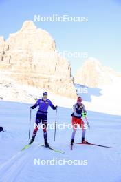 14.10.2024, Ramsau am Dachstein, Austria (AUT): Lisa Theresa Hauser (AUT), Amy Baserga (SUI), (l-r) - Biathlon summer training, Dachsteinglacier, Ramsau am Dachstein (AUT). www.nordicfocus.com. © Manzoni/NordicFocus. Every downloaded picture is fee-liable.