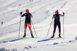 14.10.2024, Ramsau am Dachstein, Austria (AUT): Sandra Flunger (AUT) coach Team Switzerland, Elisa Gasparin (SUI), (l-r) - Biathlon summer training, Dachsteinglacier, Ramsau am Dachstein (AUT). www.nordicfocus.com. © Manzoni/NordicFocus. Every downloaded picture is fee-liable.