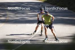 27.08.2024, Martell, Italy (ITA): Patrick Braunhofer (ITA), Elia Zeni (ITA), (l-r) - Biathlon summer training, Martell (ITA). www.nordicfocus.com. © Vanzetta/NordicFocus. Every downloaded picture is fee-liable.