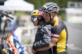 26.08.2024, Martell, Italy (ITA): Dorothea Wierer of Italy, Elia Zeni (ITA), (l-r) - Biathlon summer training, Martell (ITA). www.nordicfocus.com. © Vanzetta/NordicFocus. Every downloaded picture is fee-liable.