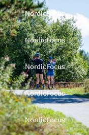 05.09.2024, Font-Romeu, France (FRA): Elvira Oeberg (SWE), Anna Karin Heijdenberg (SWE), (l-r) - Biathlon summer training, Font-Romeu (FRA). www.nordicfocus.com. © Authamayou/NordicFocus. Every downloaded picture is fee-liable.