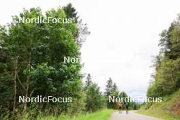 02.07.2024, Premanon, France (FRA): Fabien Claude (FRA), Oscar Lombardot (FRA), (l-r) - Biathlon summer training, Premanon (FRA). www.nordicfocus.com. © Manzoni/NordicFocus. Every downloaded picture is fee-liable.