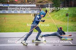 27.09.2024, Lavaze, Italy (ITA): Lukas Hofer (ITA), Lisa Vittozzi (ITA), (l-r) - Biathlon summer training, Lavaze (ITA). www.nordicfocus.com. © Barbieri/NordicFocus. Every downloaded picture is fee-liable.