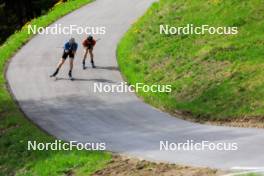 20.05.2024, Lenzerheide, Switzerland (SUI): Sebastian Stalder (SUI), Gion Stalder (SUI), (l-r) - Biathlon summer training, Lenzerheide (SUI). www.nordicfocus.com. © Manzoni/NordicFocus. Every downloaded picture is fee-liable.