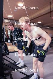 20.05.2024, Lenzerheide, Switzerland (SUI): Sebastian Stalder (SUI), Gion Stalder (SUI), (l-r) - Biathlon summer training, Lenzerheide (SUI). www.nordicfocus.com. © Manzoni/NordicFocus. Every downloaded picture is fee-liable.